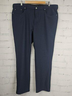 Norman Mens Navy Shark Logo Golf Pants 40x32 Comfort Fit Sport Casual Outdoors